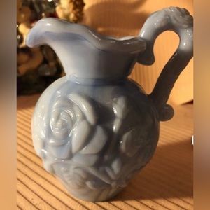 Vintage, Blue milk glass vase